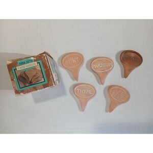 Vintage Garde Terra Cotta Ceramic Herb Markers‎ Lot Of 5